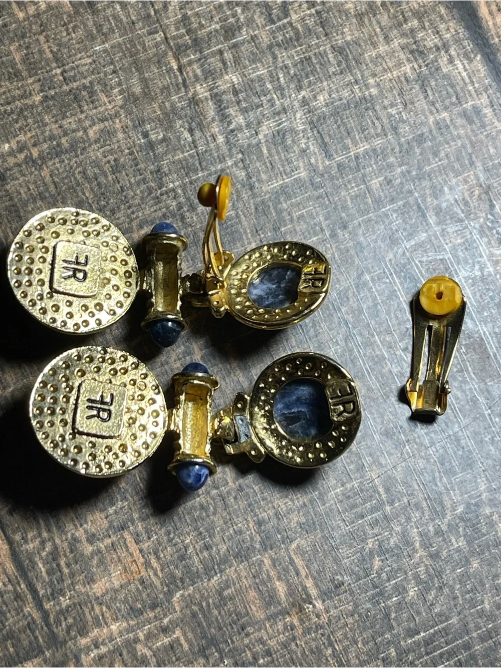 80’s FR Francesca Romana Gold Tone ClipOn Earrings Couture Door knocker